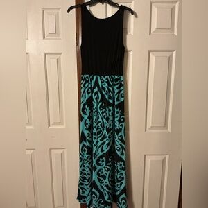 Elegant Black and Teal Women's Maxi Dress by Zattcus